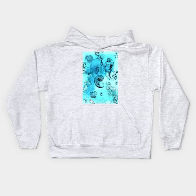 Aqua Oceans Kids Hoodie by Minxylynx4